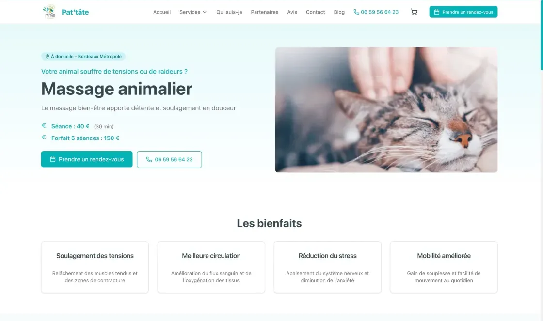 Page service — massage animalier